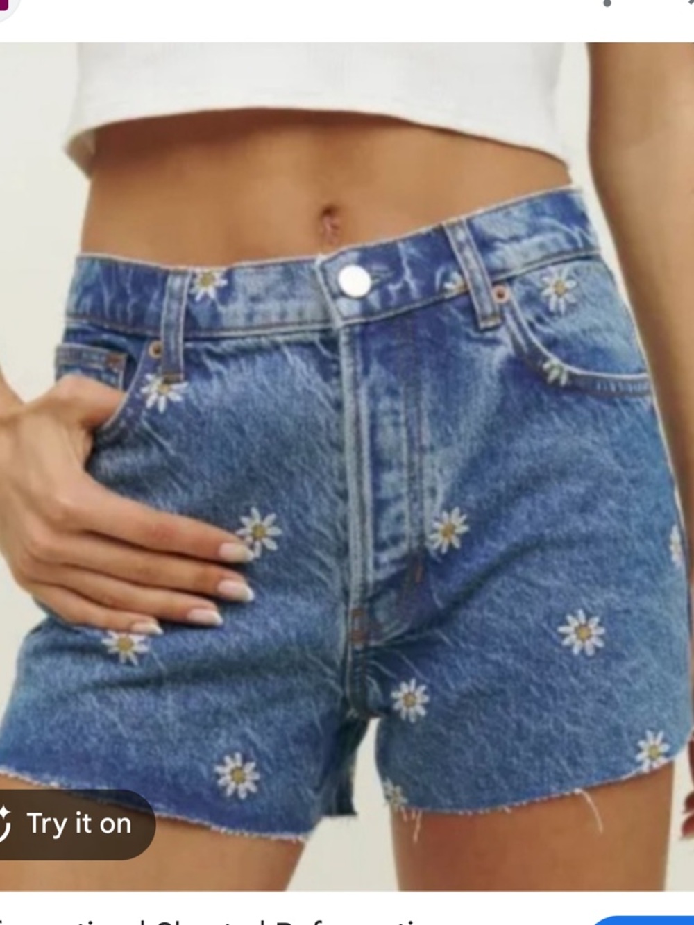 Reformation Charlie Daisy denim shorts